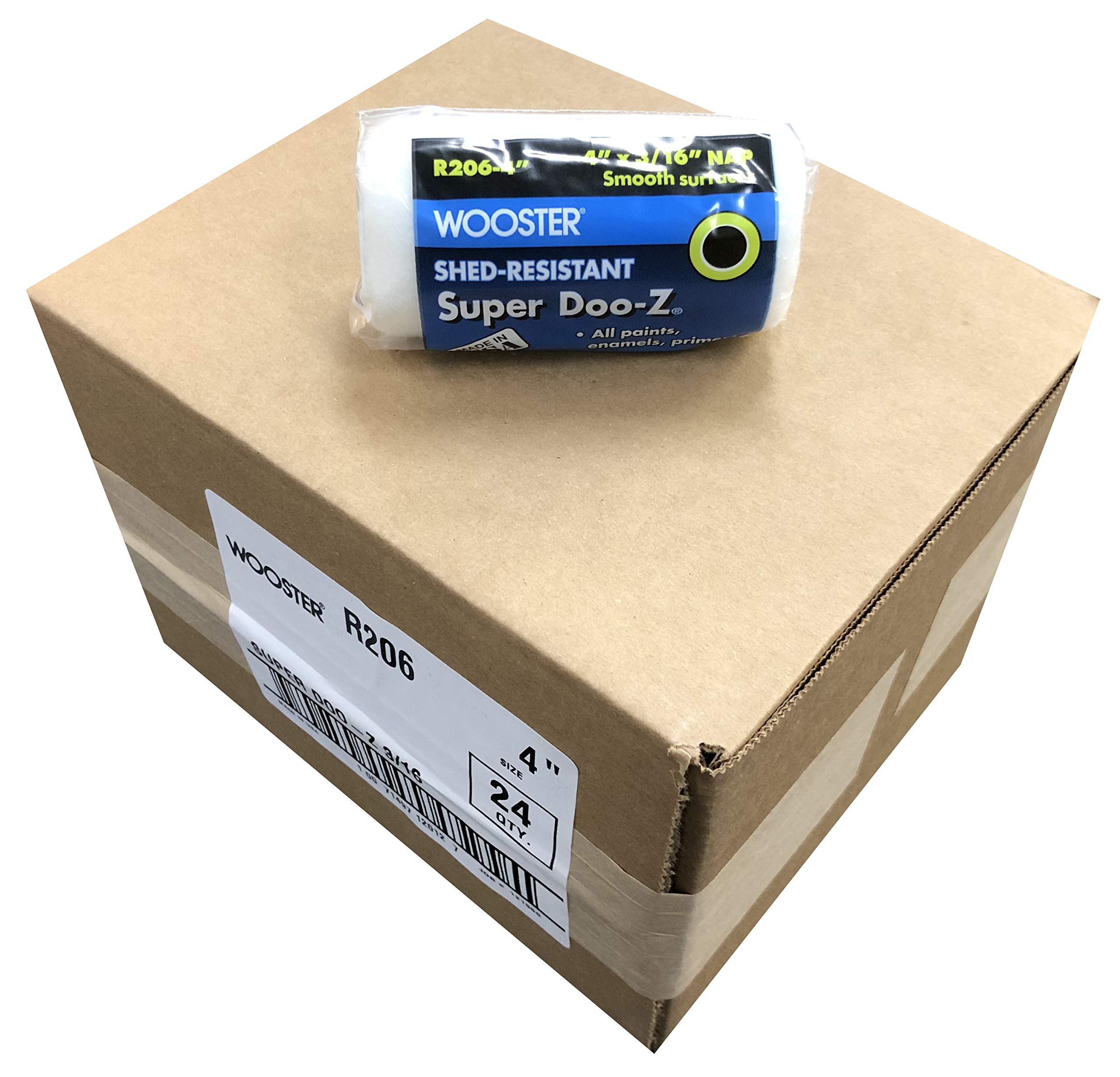 Wooster BrushR206 4 inch Super Doo-Z 3/16 inch Paint Roller Cover - Pack of 24