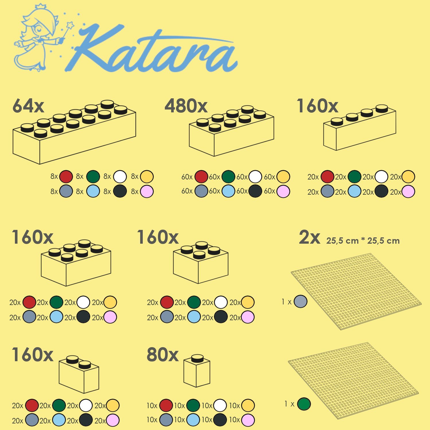 Katara 1827 - Set Di 1264 Mattoncini, Compatibili Con Lego, Sluban, Papimax, Q-bricks, 2 Piastre E Scatola, Multicolore