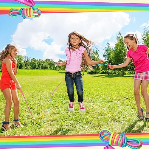 Miniatura 6 de Juego de 24 cuerdas de salto de nailon ajustables para niños, regalos de fin de año, de parte del profesor, 7.2 pies, de nailon, para graduación,