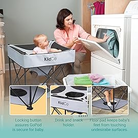 KidCo - GoPod Adjustable Height Travel Activity Seat with Floor Mat, Portable Baby Chair, Baby Activity Center (Pistachio)