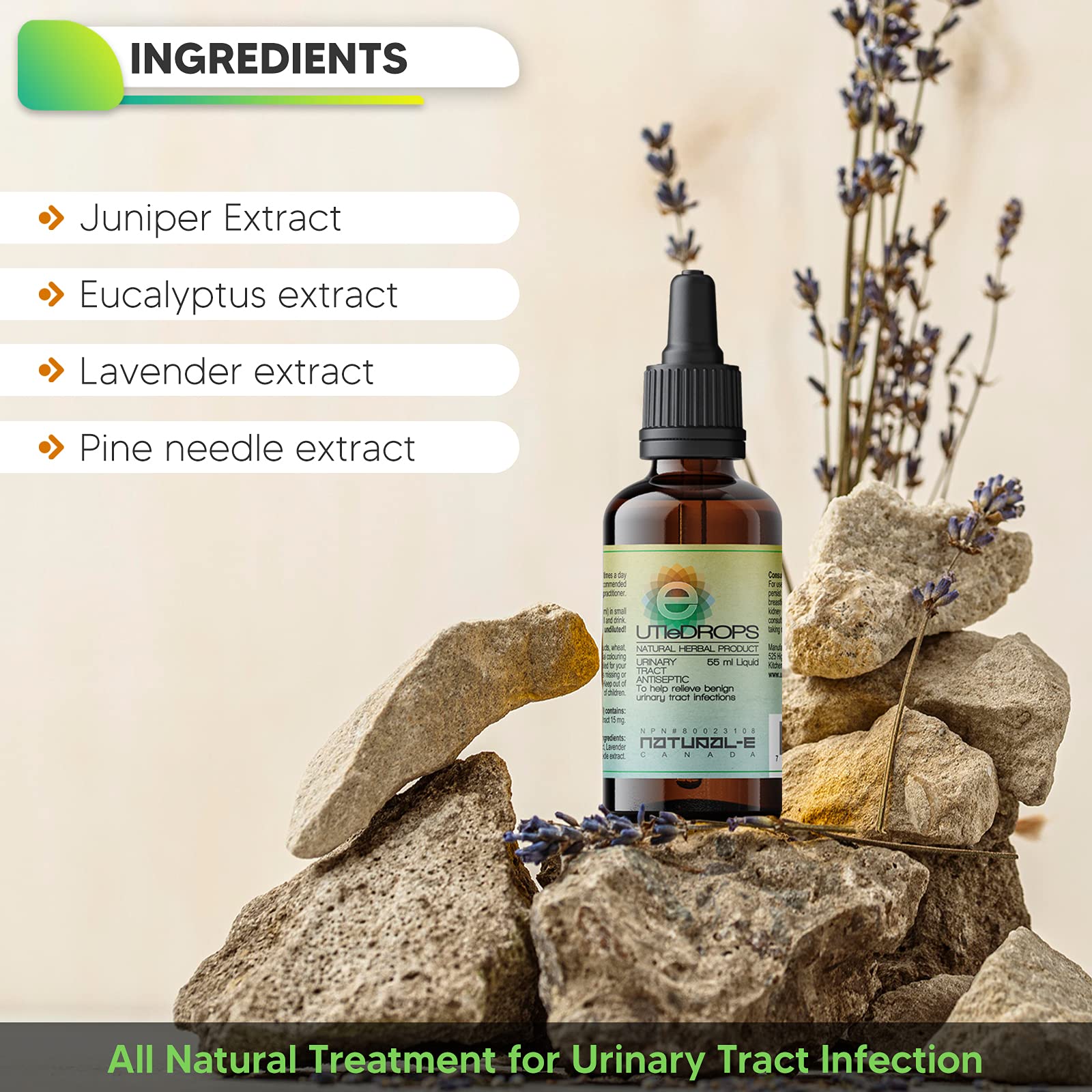 UTI E-Drops Tratamiento Natural para la Infección del Tracto Urinario. Elimina con Rapidez Ardor Picazón y Malestar de Infección de Orina. Concentración del Extracto de Enebro Eficaz Contra Bacterias