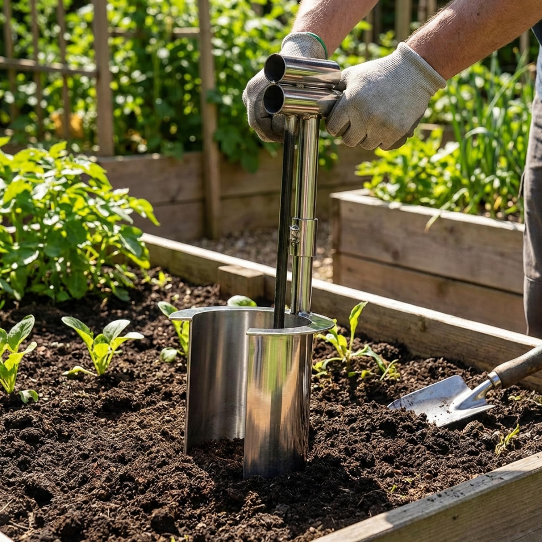 Attrezzi per piantare, Attrezzo per piantare bulbi, Trapiantatrice da giardino per carichi pesanti per, Scavatrice per piantine con denti per una facile rimozione del terreno, Attrezzi da gi