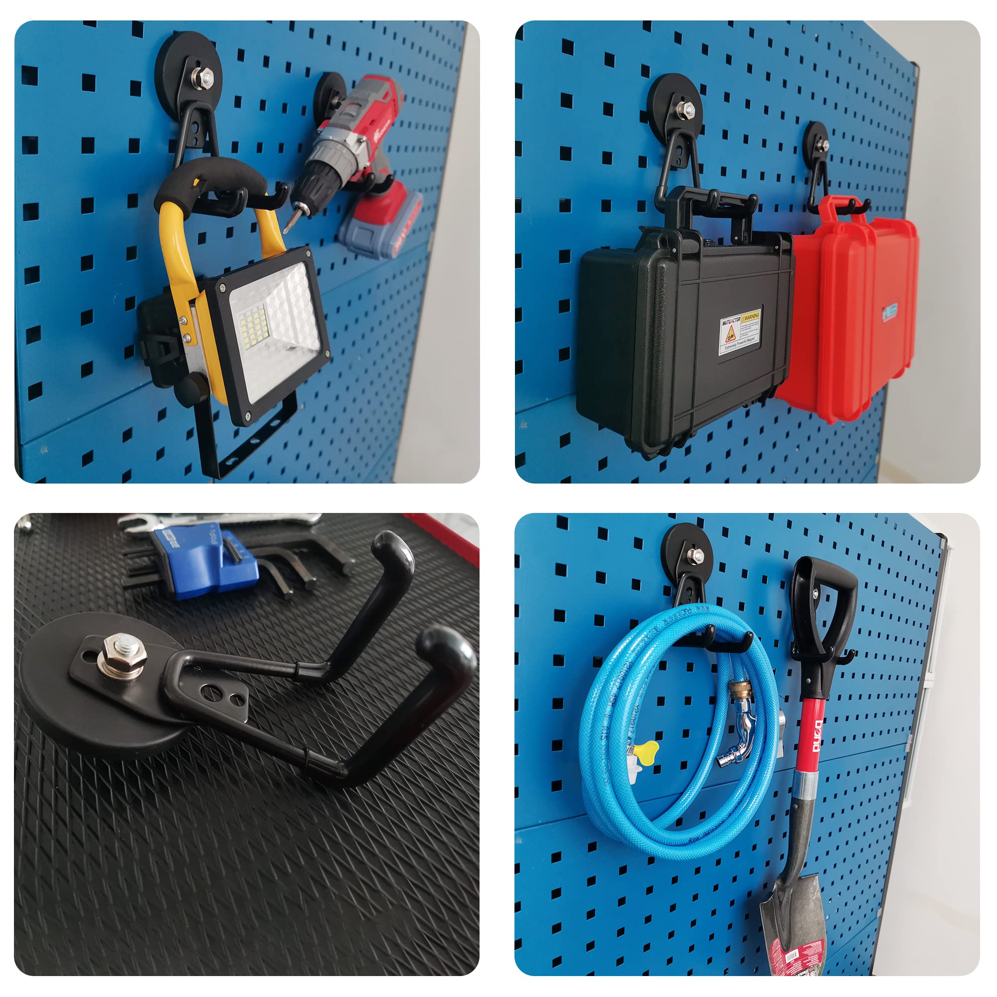 MUTUACTOR Ganci Robusti Rivestiti Magneticamente, Ganci Da Garage Con Terre Rare Per Appendere Crociera Di Classe, Armadietti Da Cucina, Porte Metalliche (D66 Mm 2 Nero Hook