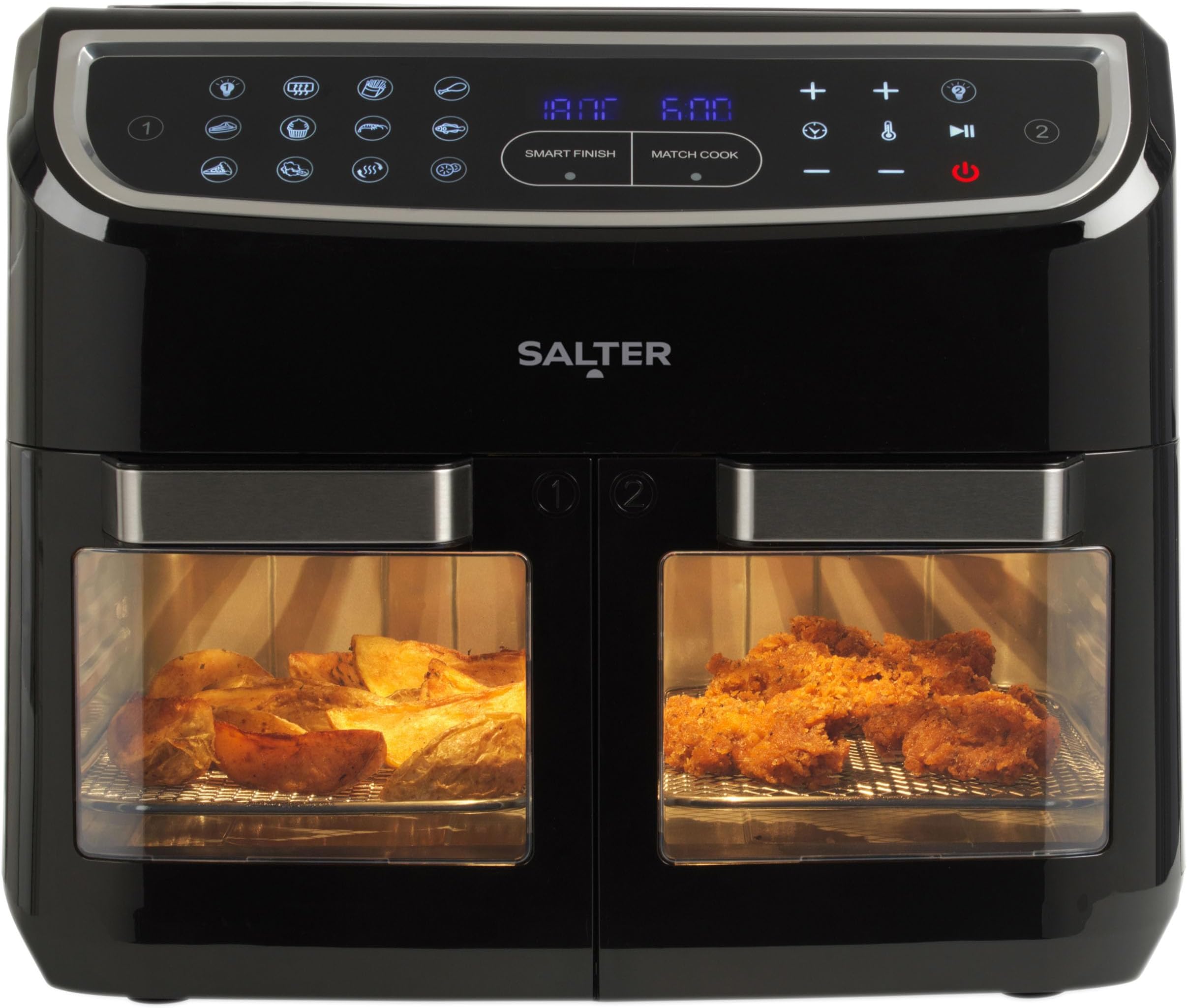 9L - 2 X 4.5L Dubbele Lucht Friteuse Met Dual Mand Geen Olie Led Display Gezonde