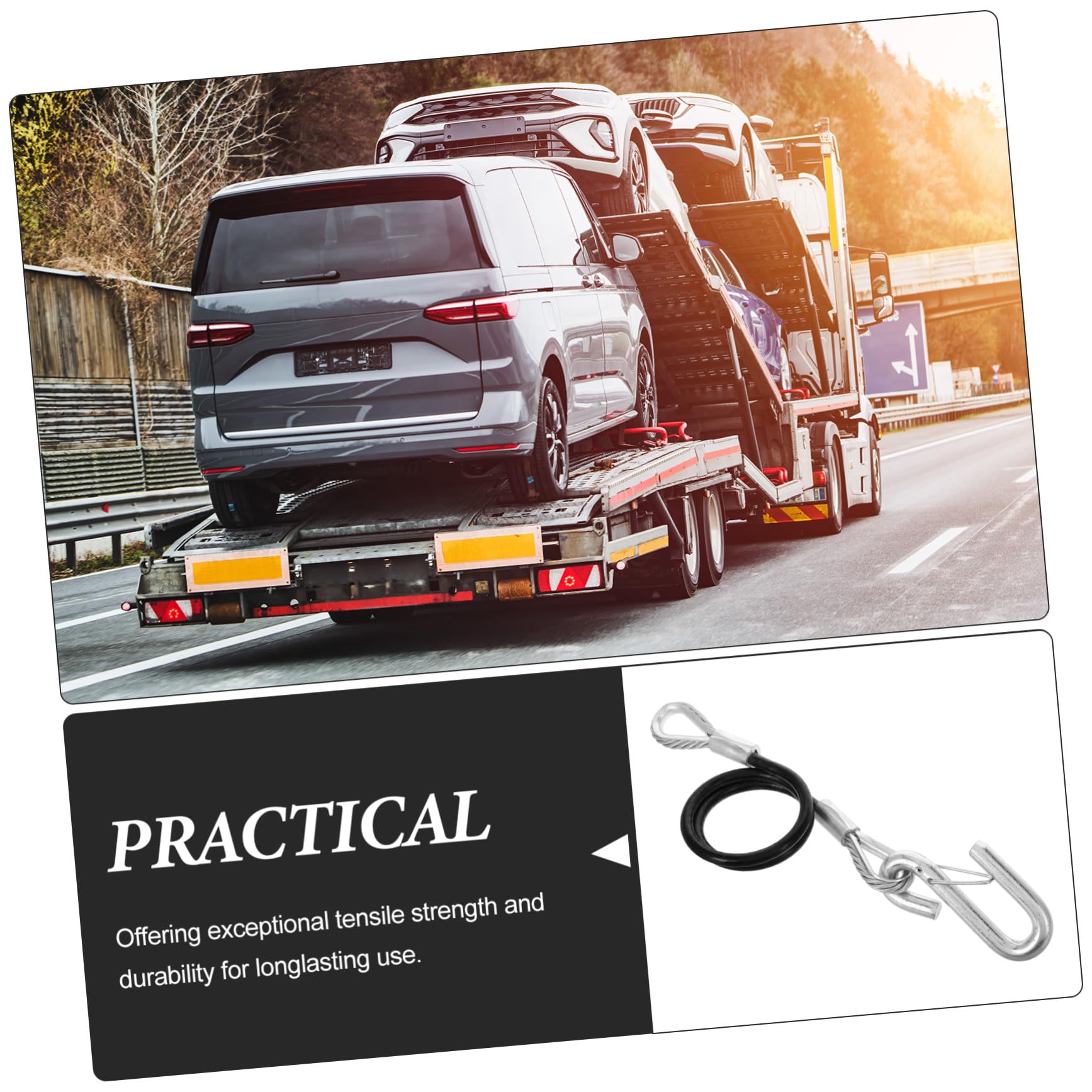 LIFKOME Abspannseil Anhänger Tragfähigkeit Federstahlseil Abschleppseil mit Haken Robuste Zugkabel Sicherungsseil für Bootsanhänger und Schwere Anhänger Langlebiges Towing Safety Cable