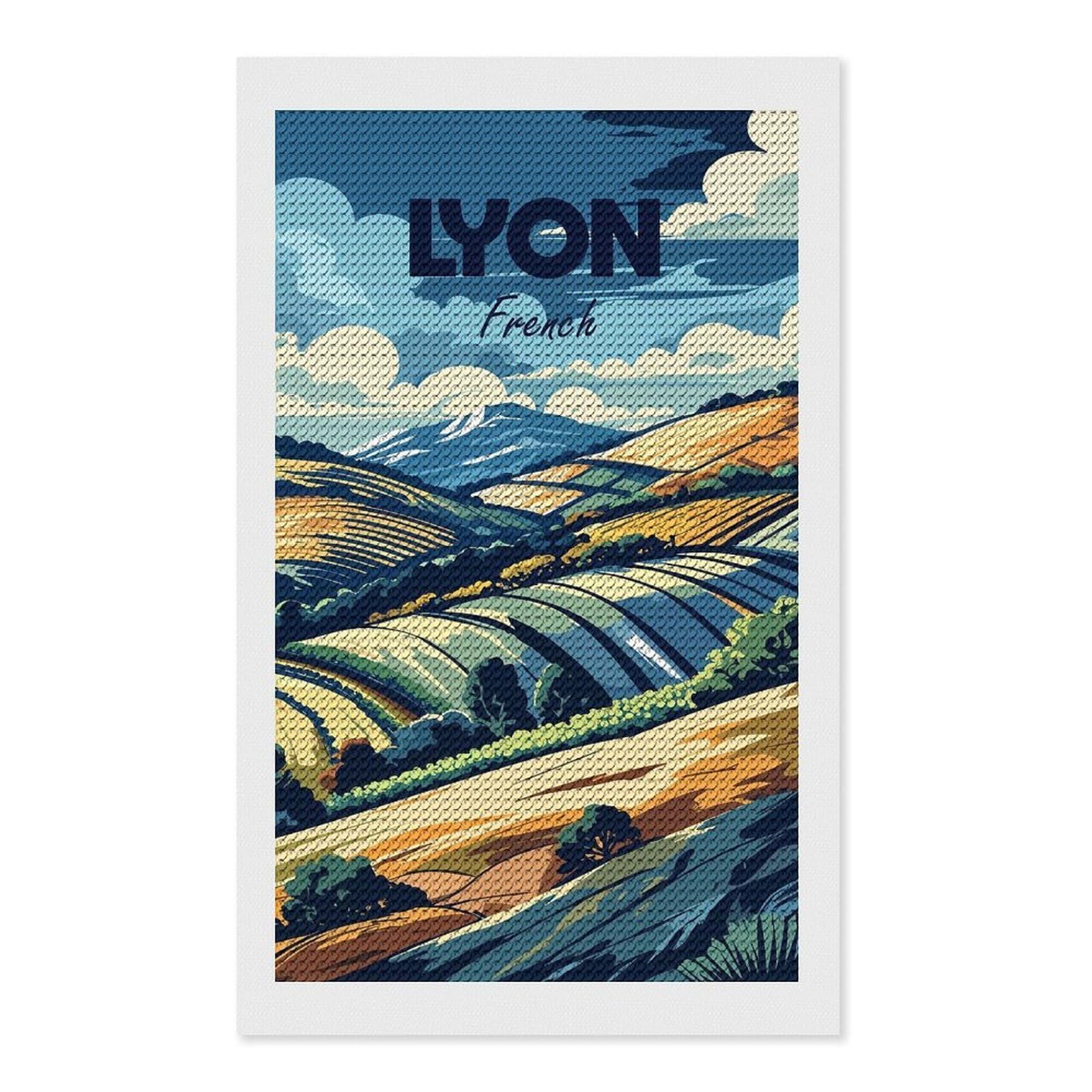 Junmoney Lyon, France Landscape Art Diamond Painting Canvas Kit 12"x20", Relaxing DIY, Modern Decor, Aesthetic Room Decor, Home Wall Art, Wall Art Gift