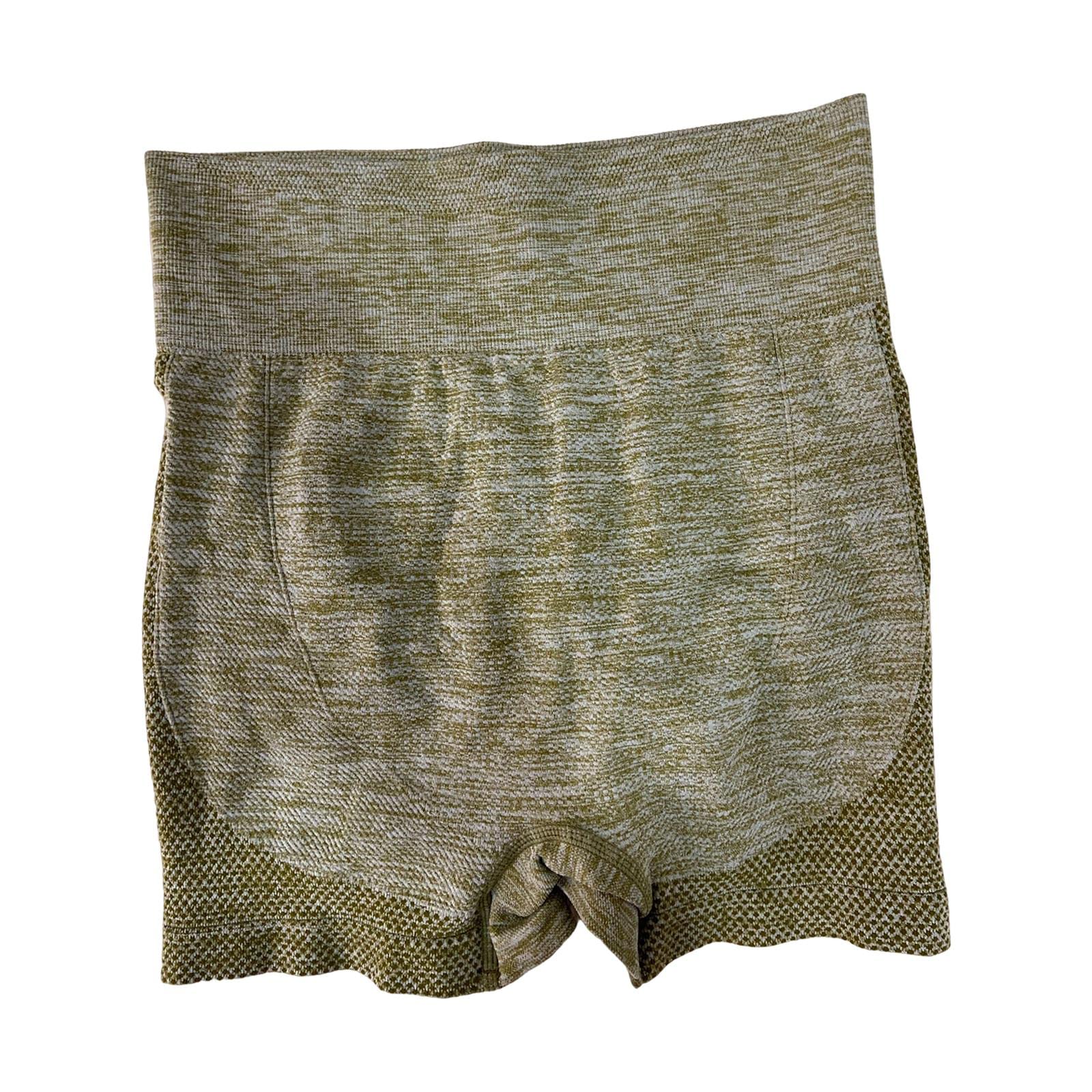 Women Pants Seamless Athletic Absorb Sweat Slimming Butt Lift Yoga Shorts Yellow L XL-image-31