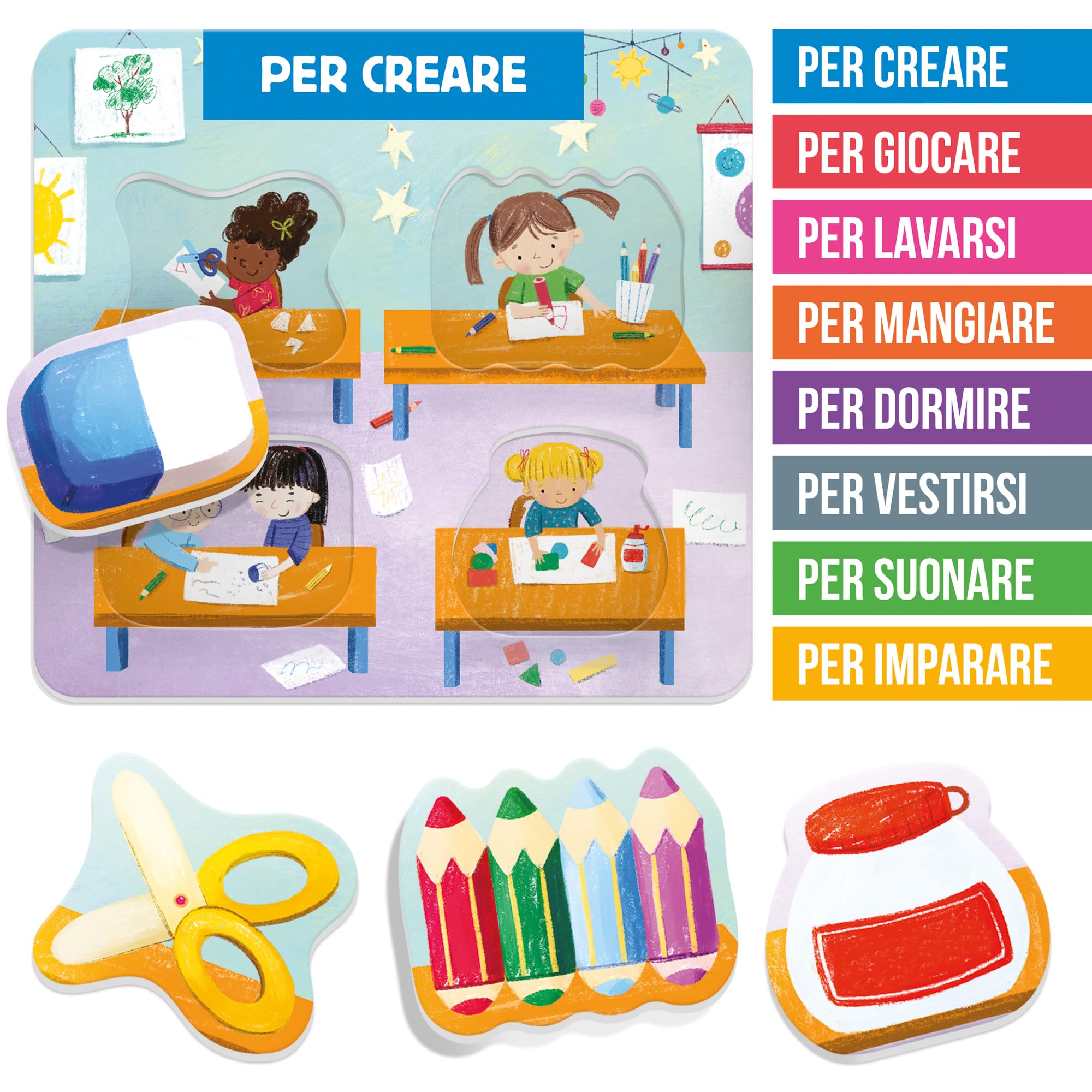 Headu - A Cosa Serve - Alla Scoperta degli Oggetti, Gioco Educativo Bambini 2-5 anni, Made in Italy