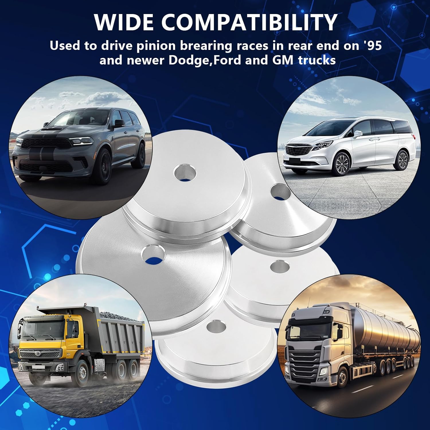 Heavy Duty Pinion Bearing Race Driver Set for Trucks 2-11/16" TO 4-1/8" For use on 1/2 and 3/4 ton Ford, Dodge and GM pickups, 11 PCS