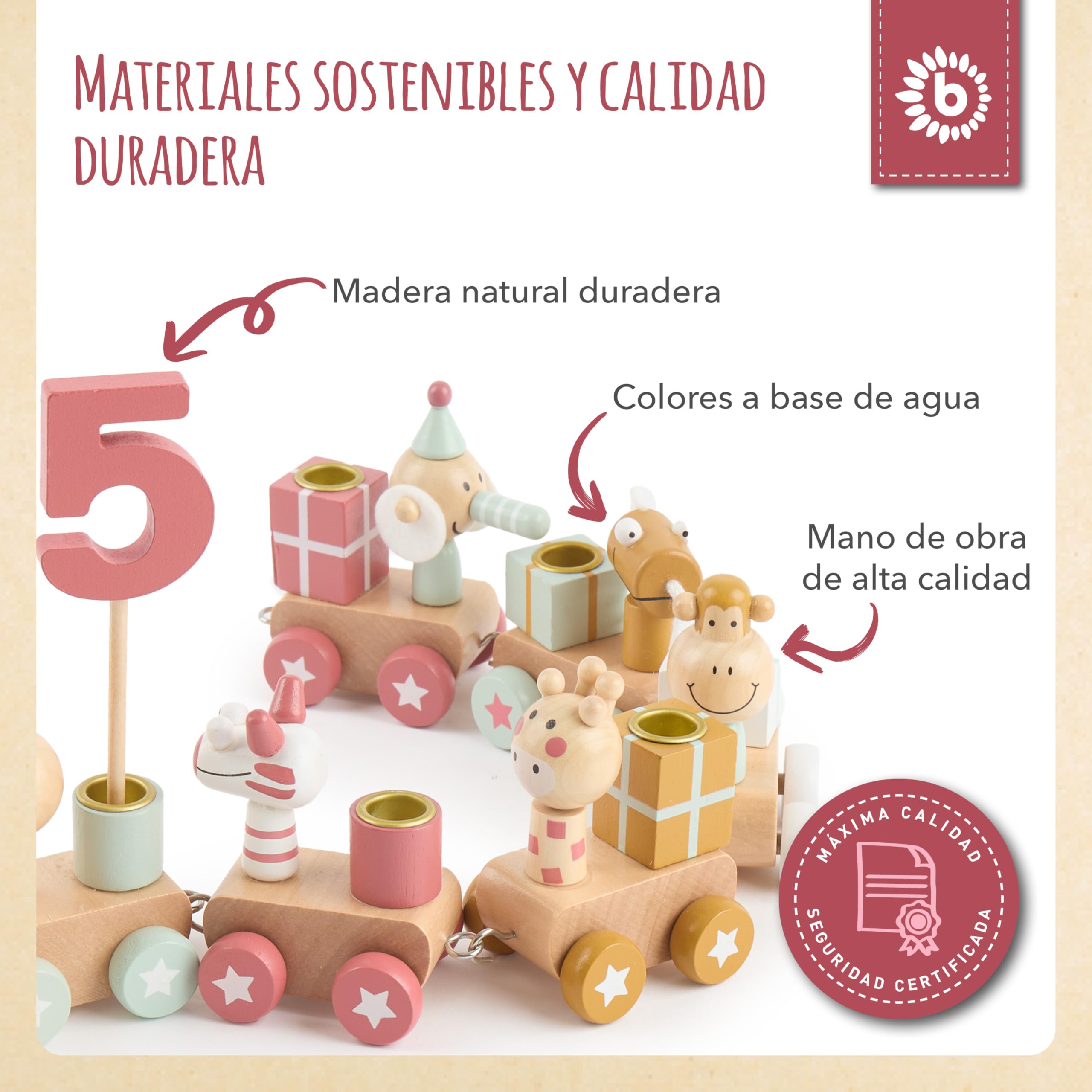 Bieco Tren de Madera con Locomotora Numerada para Niños