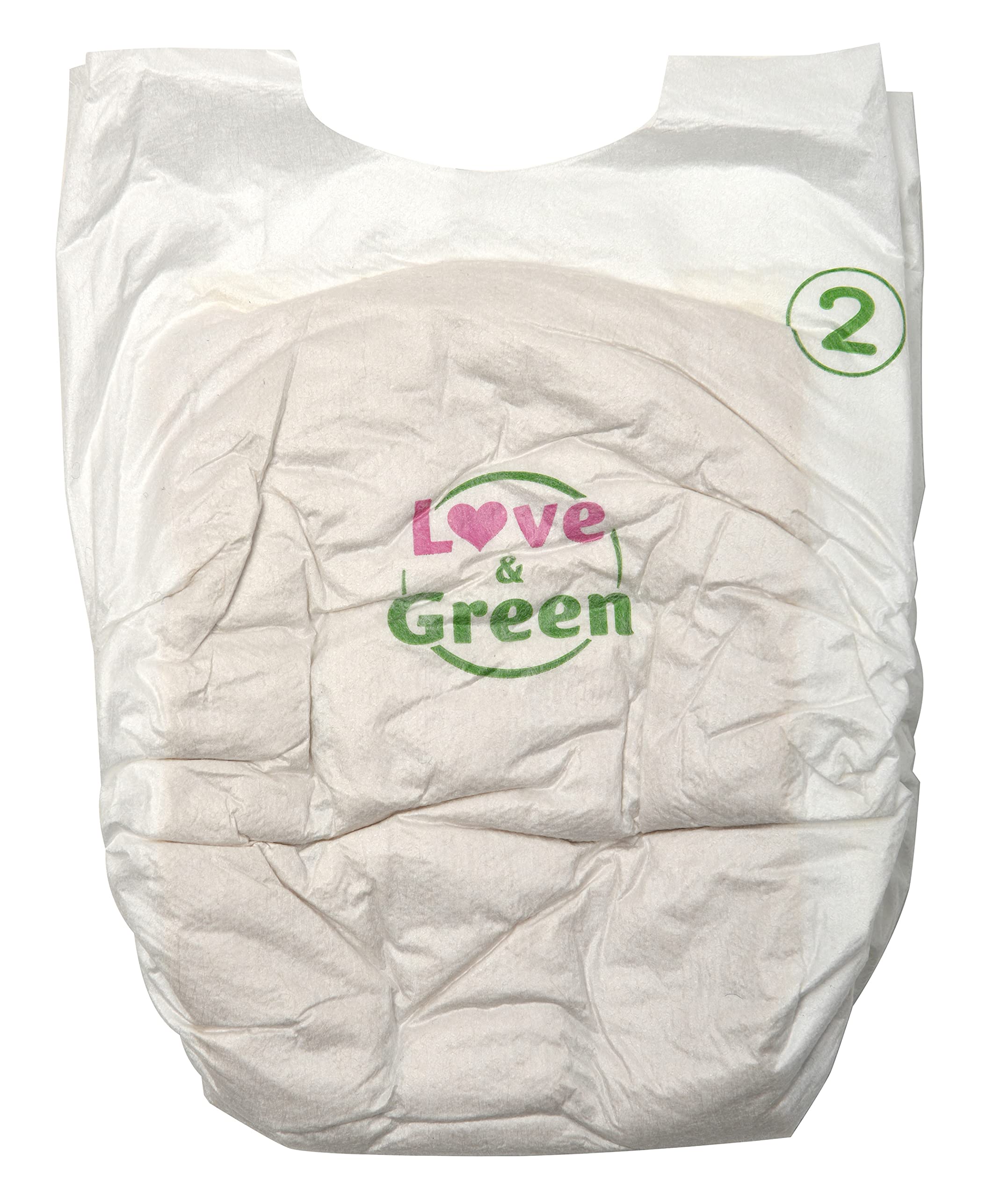 Love & Green Pure Nature Niebielone pieluchy ekologiczne T2 3-6 kg, zielone, rozmiar 2 (210 sztuk)