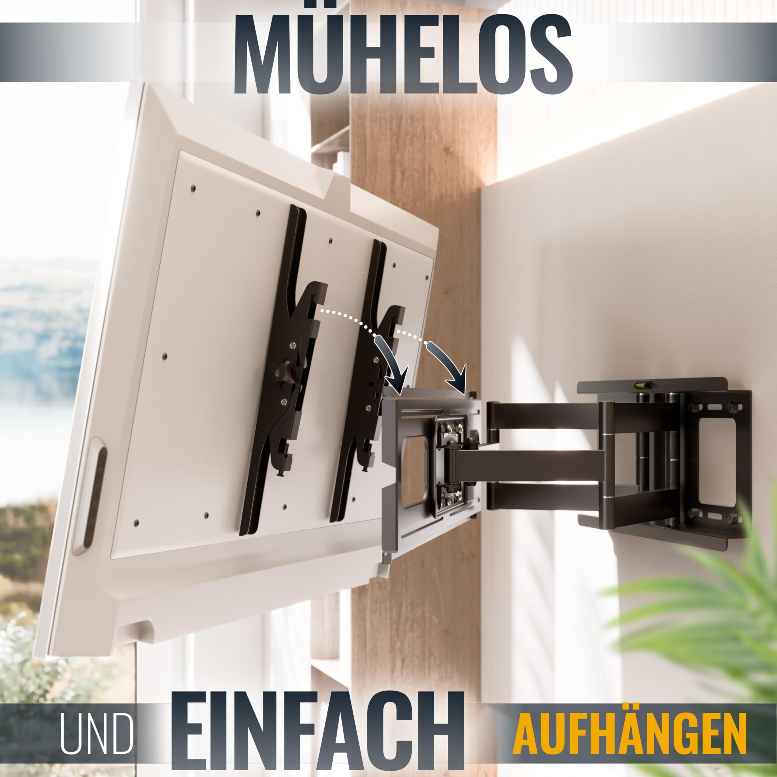 RICOO TV Wandhalterung Schwenkbar für 40-85 Zoll Fernseher Halterung Wand Fernsehhalterung Neigbar Universal Smart Flach OLED Curved Schwenkarm R06 Fernseh-Arm bis 95 Kg & VESA 600 (400) x 400 mm