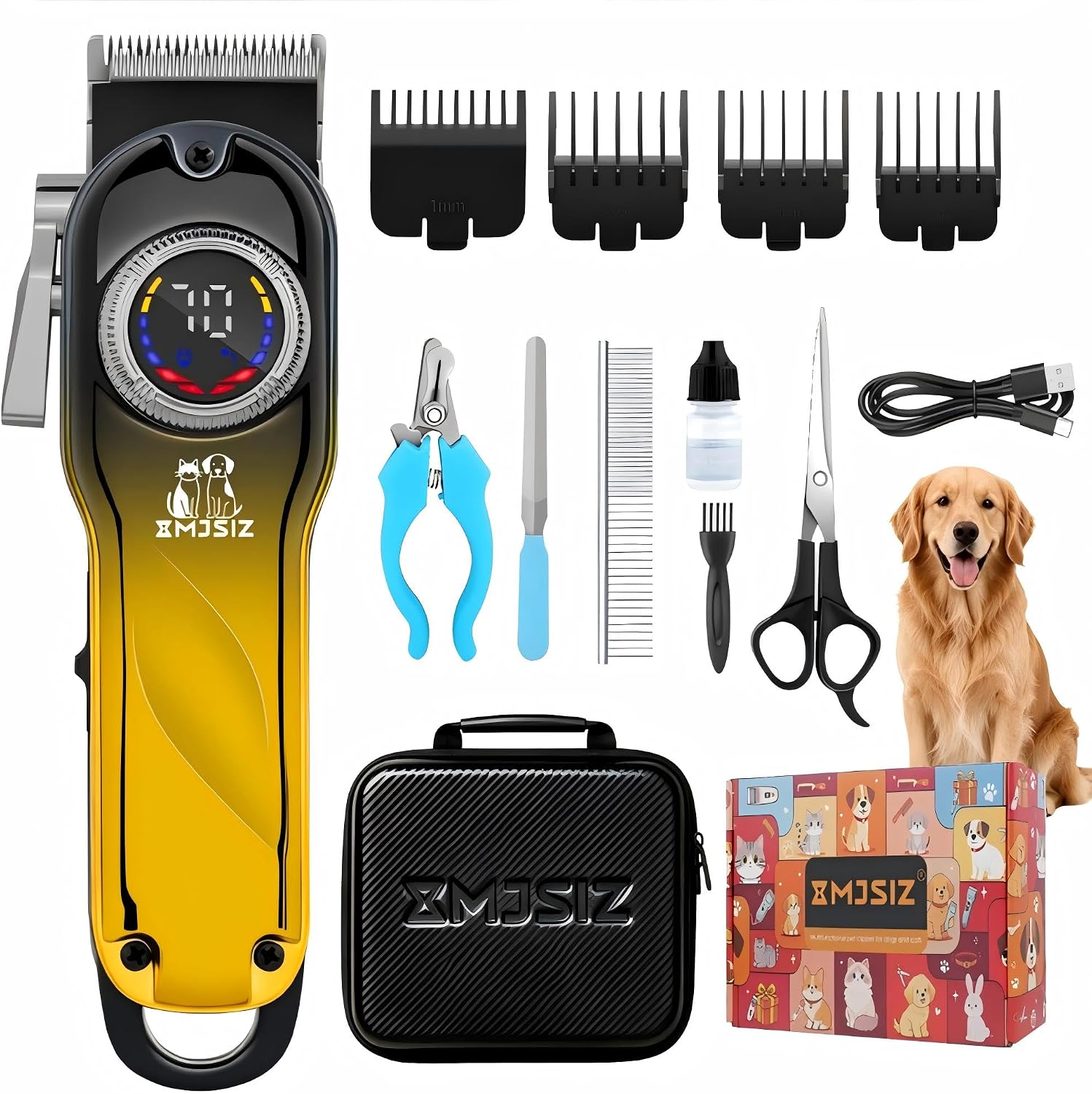 Dog Clippers for Thick Hair, Dog Grooming Kit, Low Noise, LED Display