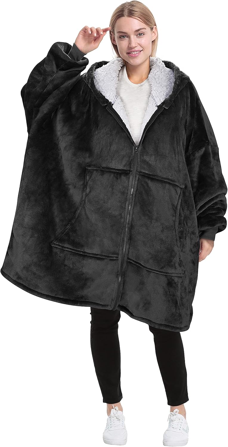 Catalonia Classy Full Zipper Oversized Hoodie Blanket, Cozy Gifts