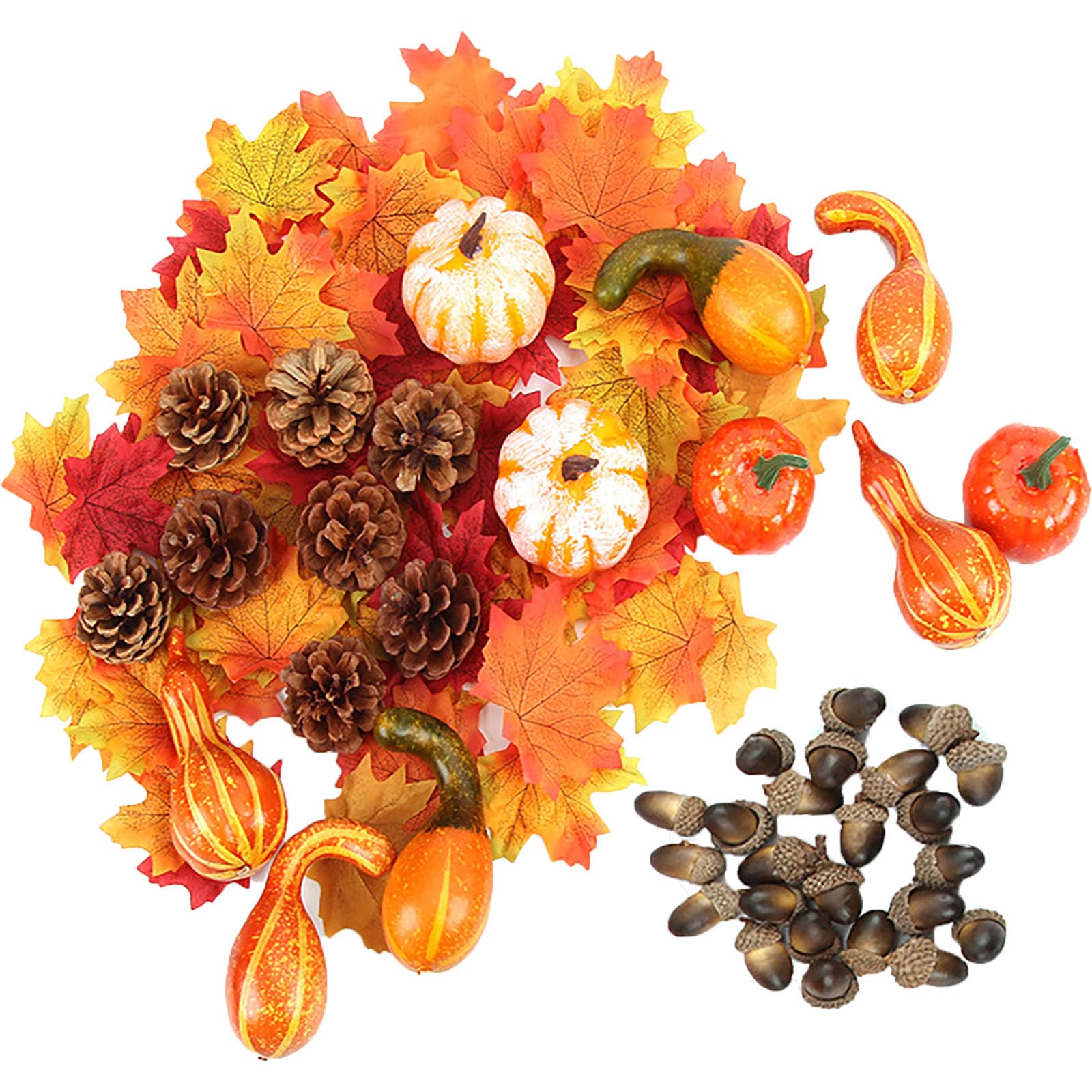 Set di 166 zucche artificiali, decorazione autunnale, decorazione da tavolo