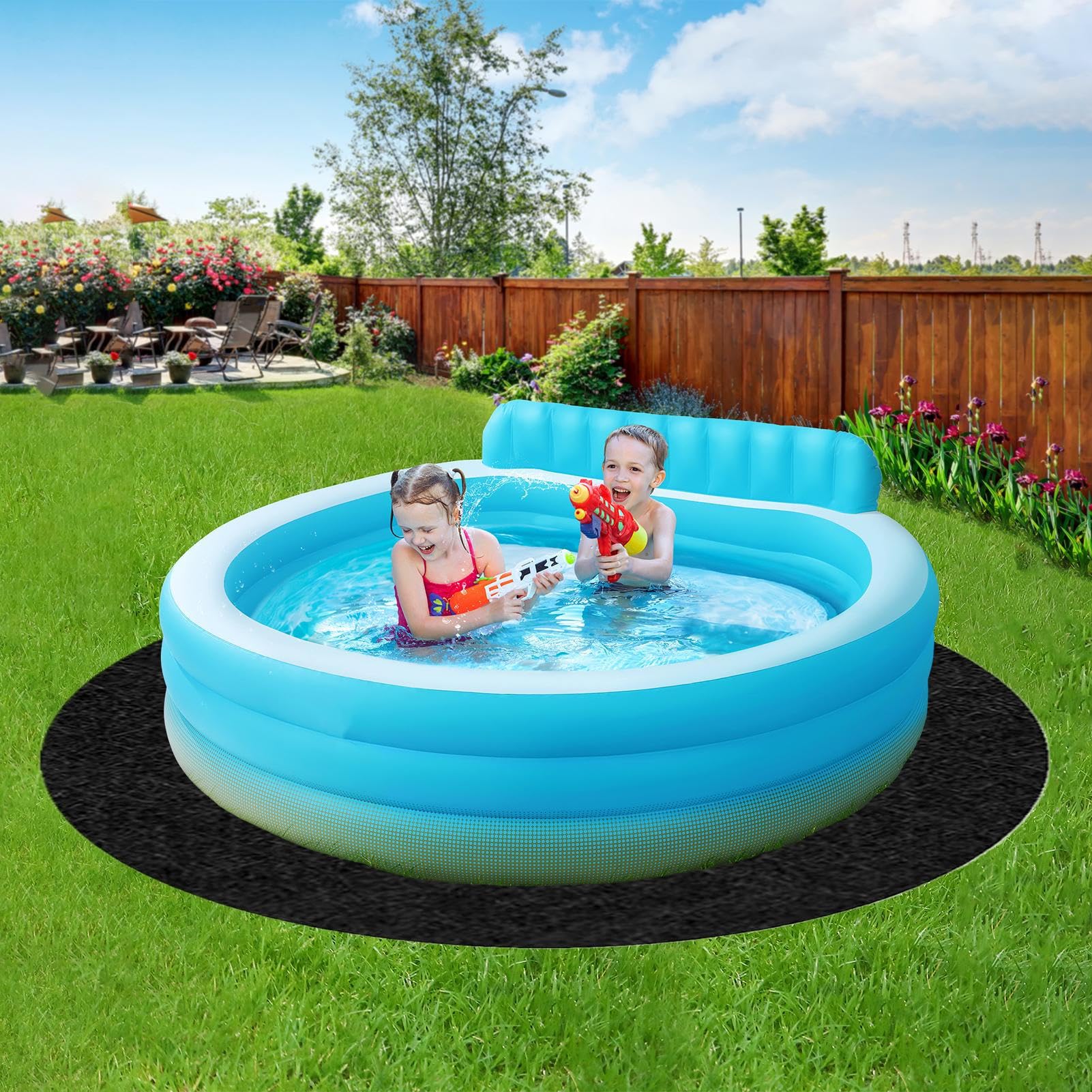 Tapis de protection pour sol de piscine | Tapis de protection de piscine pour béton, ciment, gravier, camping, été, spa, jardin, pelouse
