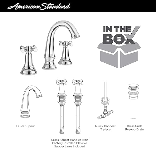 Miniatura 3 de American Standard 7052827.002, Delancey - Grifo de baño de 2 manijas de 8 pulgadas con asas cruzadas, cromado