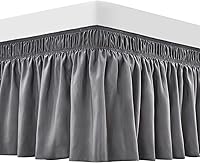 Vista 38 de Vocander Falda de cama negra tamaño Queen de 18 pulgadas, fácil de poner, elástico envolvente alrededor del volante para marco de cama y colchón