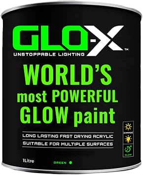 34 fl. oz Green Glow in the Dark Acrylic Paint (1 Litre) UV Reactive Fluorescent Paint for any Outdoor & Indoor Object, Walls, Crafts, Halloween Decorations