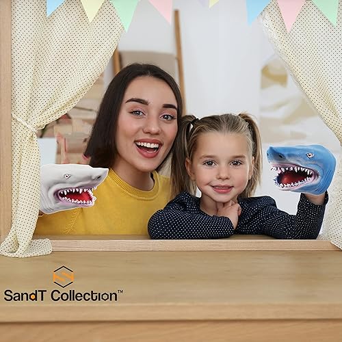 Miniatura 2 de Marionetas de mano para niños y adultos, juguetes para niños y niños pequeños para juegos de simulación, tiburón azul