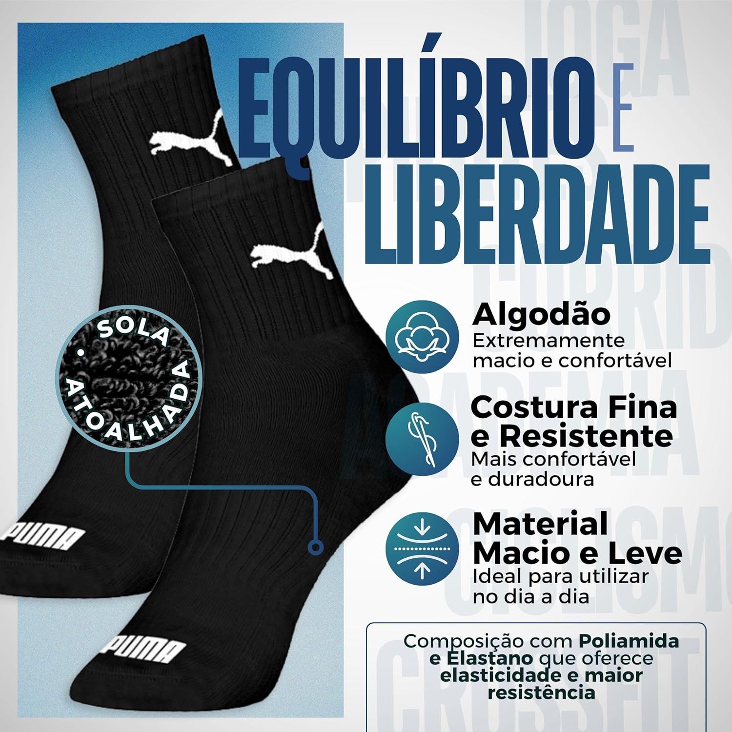 Kit 06 Pares Meia Puma Cano Médio Esportiva Everyday Algodão Adulto Unissex em promoção! Veja a oferta e mais achadinhos de Moda íntima 4 Hoje é o melhor dia para comprar Kit 06 Pares Meia Puma Cano Médio Esportiva Everyday Algodão Adulto Unissex com aquele preço maroto! Promoção! Aproveite a oferta! 4