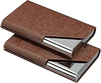 Vista 8 de PATIKIL Business Card Holder, 2 Pieces PU Leather Flip Slim Name Cards Protector Case for Women Men, Black