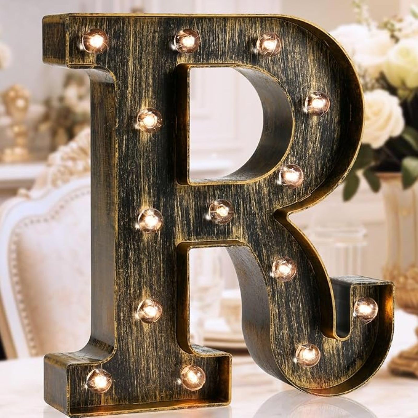 Jemnpela LED Marquee Letter Number Sign Lights Glitter Light Up Alphabet Figure Night Light for Birthday Party Wedding Home Bar Holiday Wall Decoration