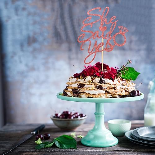 Miniatura 4 de She Said Yes - Decoración para tartas para decoración de compromiso, novia, propuestadespedida de soltera, decoración de fiesta de boda, purpurina