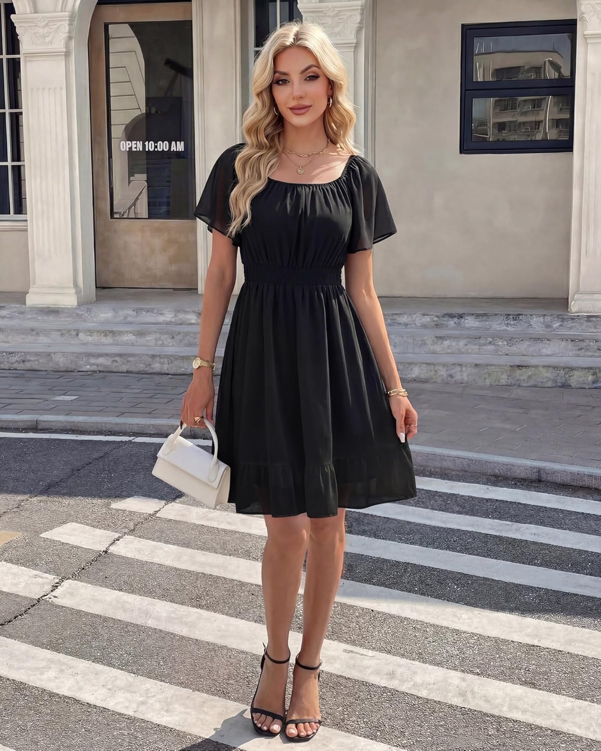 Timeson Womens Summer Dresses 2026 Ruffle Sleeves Elegant Flattering Chiffon Sundress - Image 4