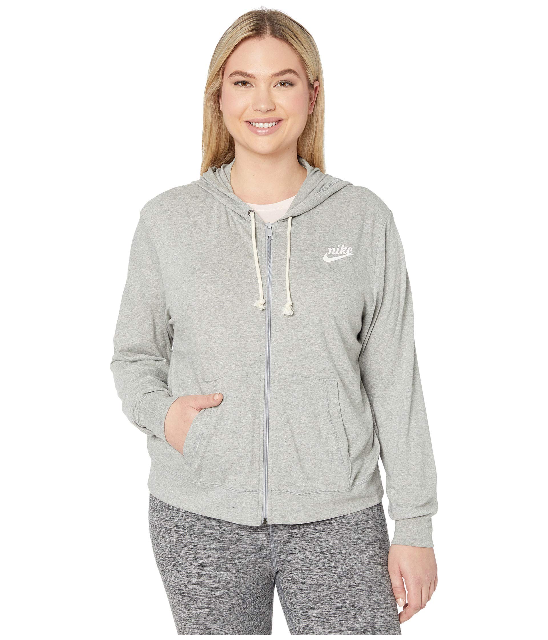 Nike Plus Size NSW Gym Vintage Hoodie Full Zip Dark Grey Heather/Sail 3X