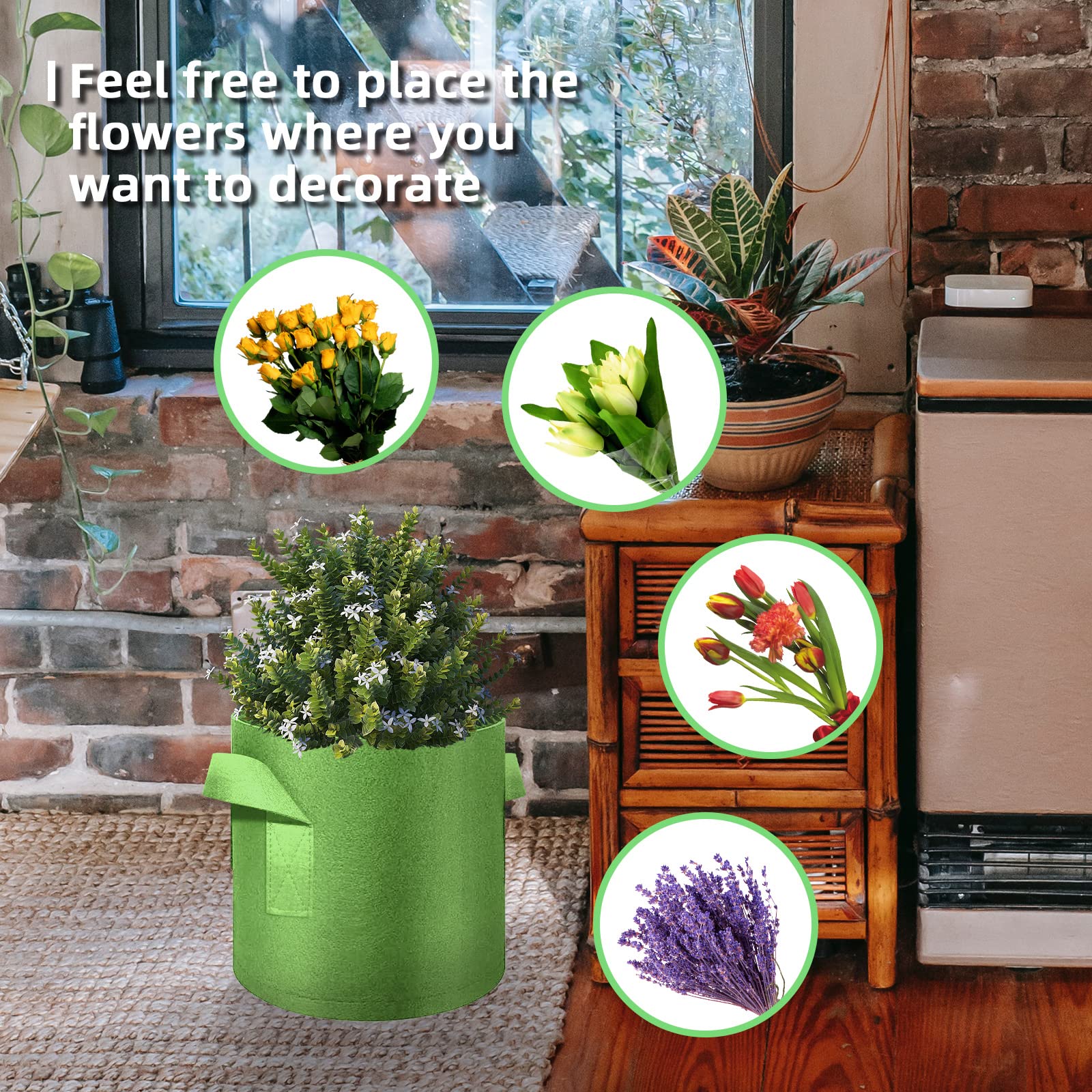 Lot de 30 sacs de culture en tissu non tissé avec poignées, 30 litres, pots de fleurs en tissu non tissé pour légumes, fleurs, pommes de terre (vert)
