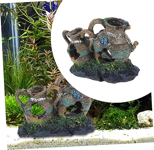 Miniatura 5 de Ipetboom Aqua Hideout - Florero decorativo para pecera, decoración de pecera, adornos seguros para acuario, cueva subacuática, resina subacuática,