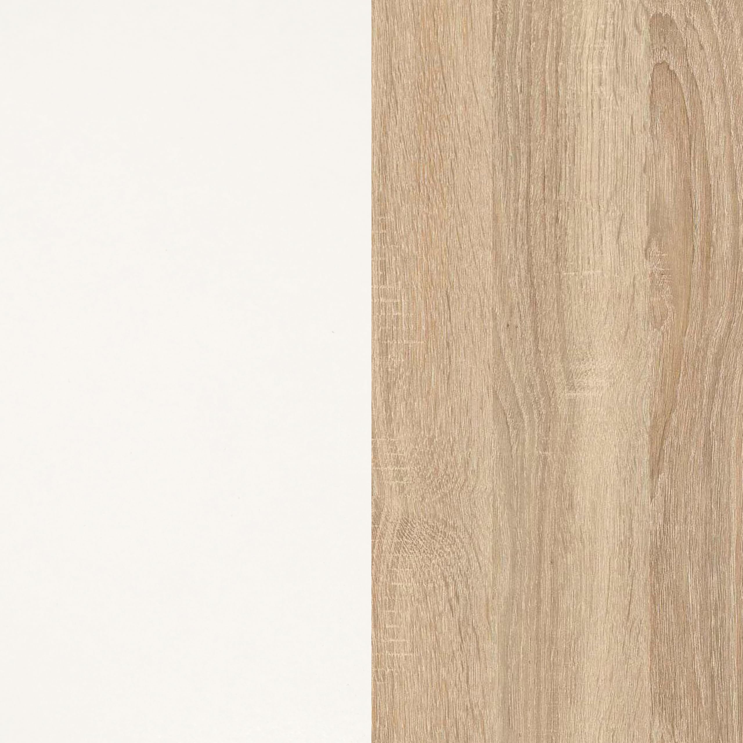 duehome | Mueble de salón, Comedor, Módulo TV + Estante, Modelo Niva, Color Blanco Brillo y Roble Canadian, Medidas: 180 cm (Ancho) x 51 (Alto) x 41 cm (Fondo)