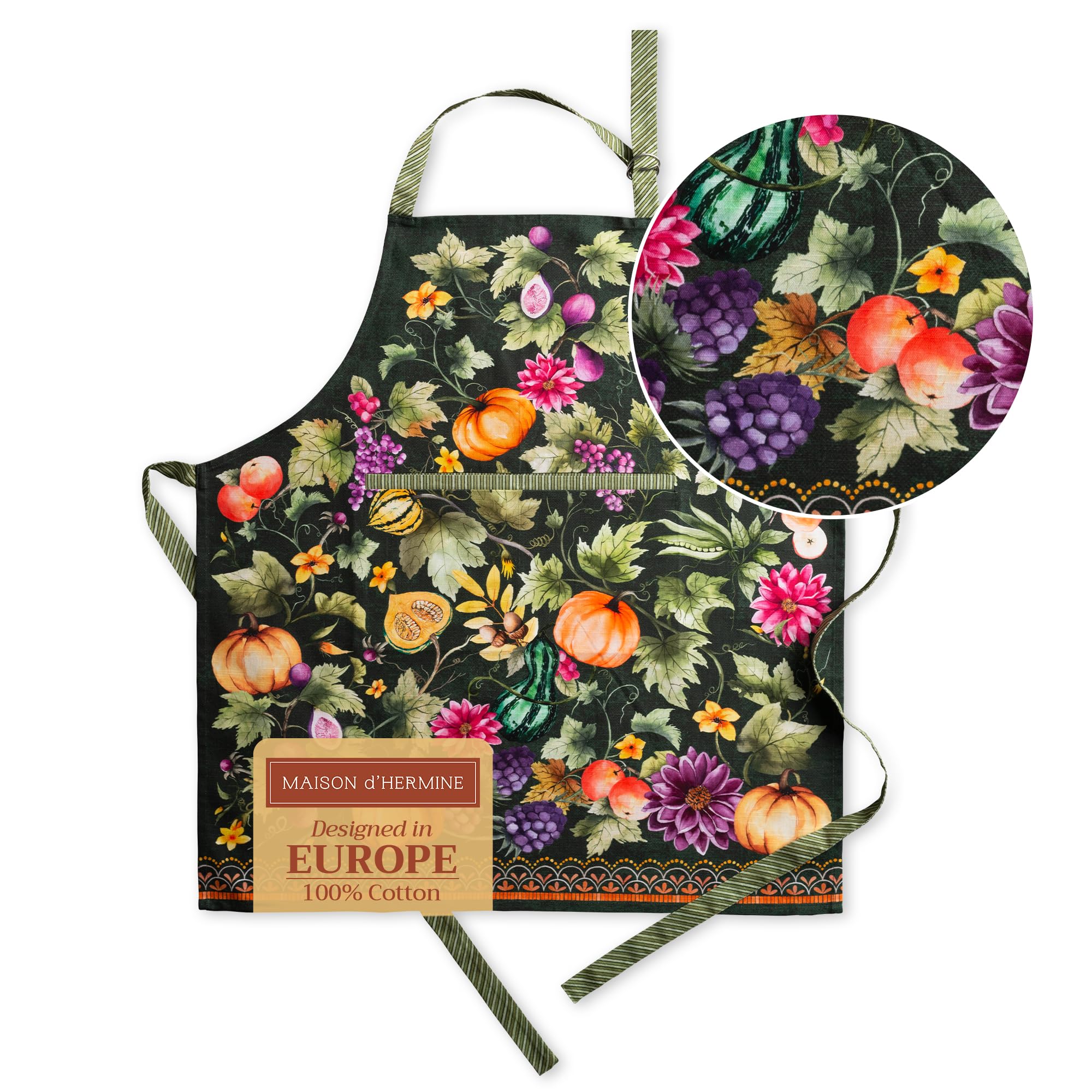 Maison d' Hermine 100% Cotton Apron for women with Pocket Kitchen Chef Apron for Men Cooking Mothers Day Gifts