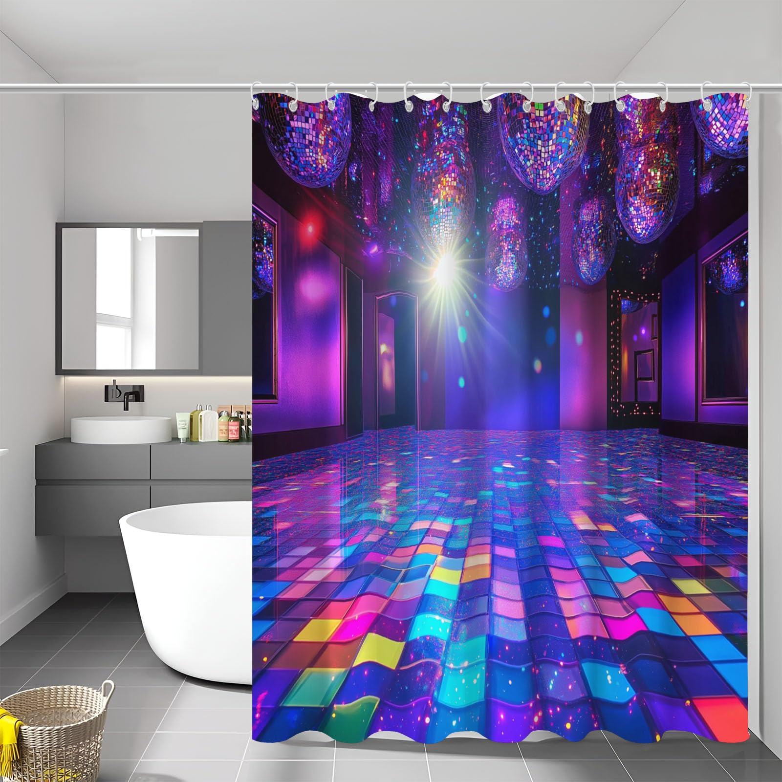 Rideaux de douche disco pour illuminer la salle de bain chaque matin