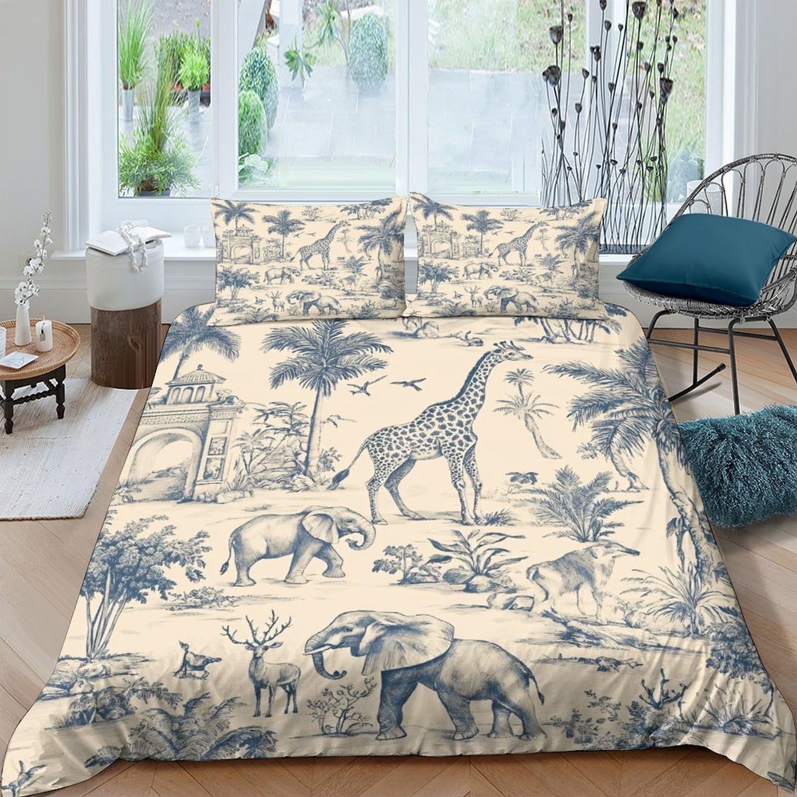 Ctjqhvkz Style-3 3D Printed Safari Animals Fitted Sheet Microfiber Soft Jungle Wildlife Mattress Cover For Bedroom Dorm Decor Single（135X200cm）