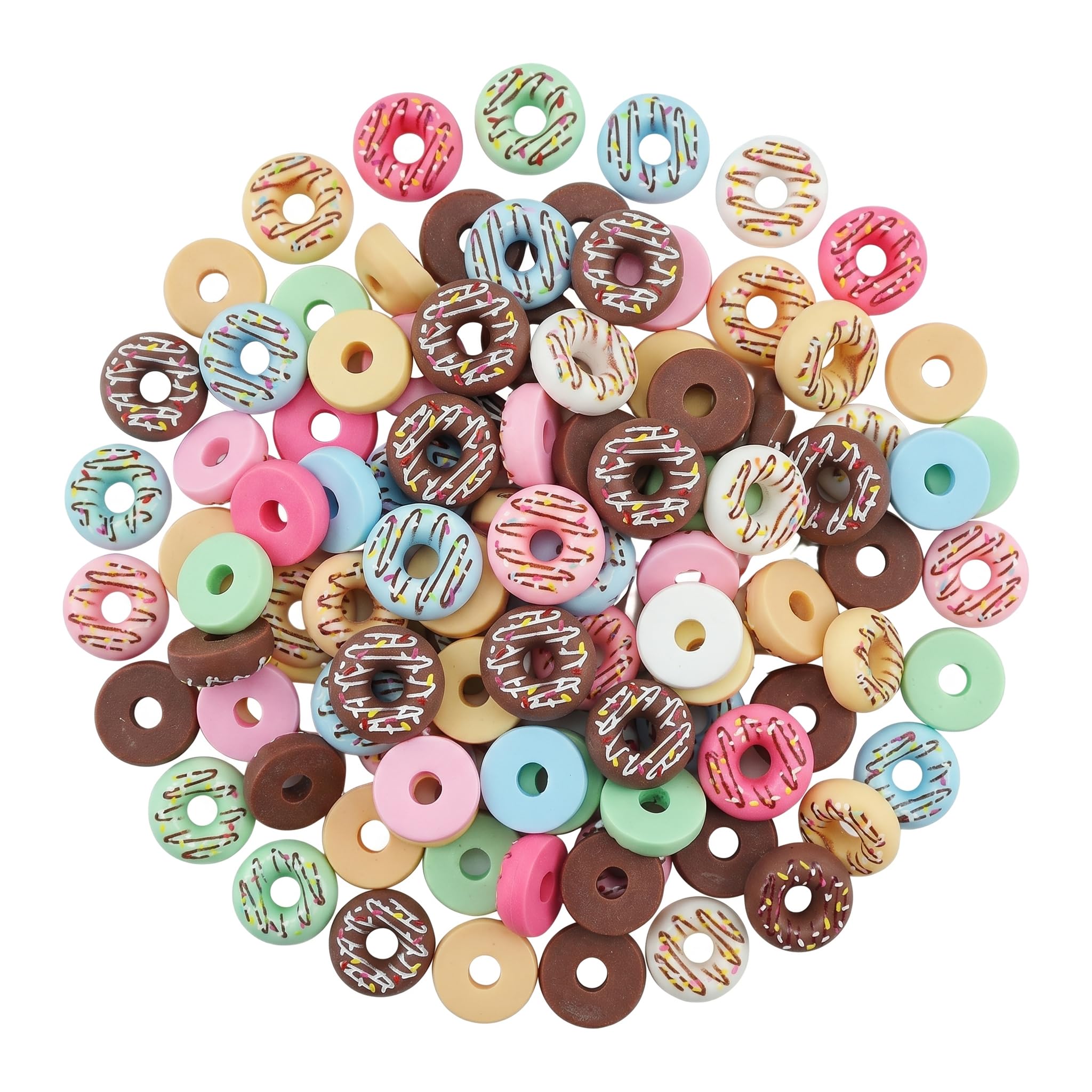 70 Pcs 0.17 Inch Mini Resin Donuts - Flat Back Cute Fake Doughnut Embellishments for Candy Themed Party Supplies DIY Crafts Decoration