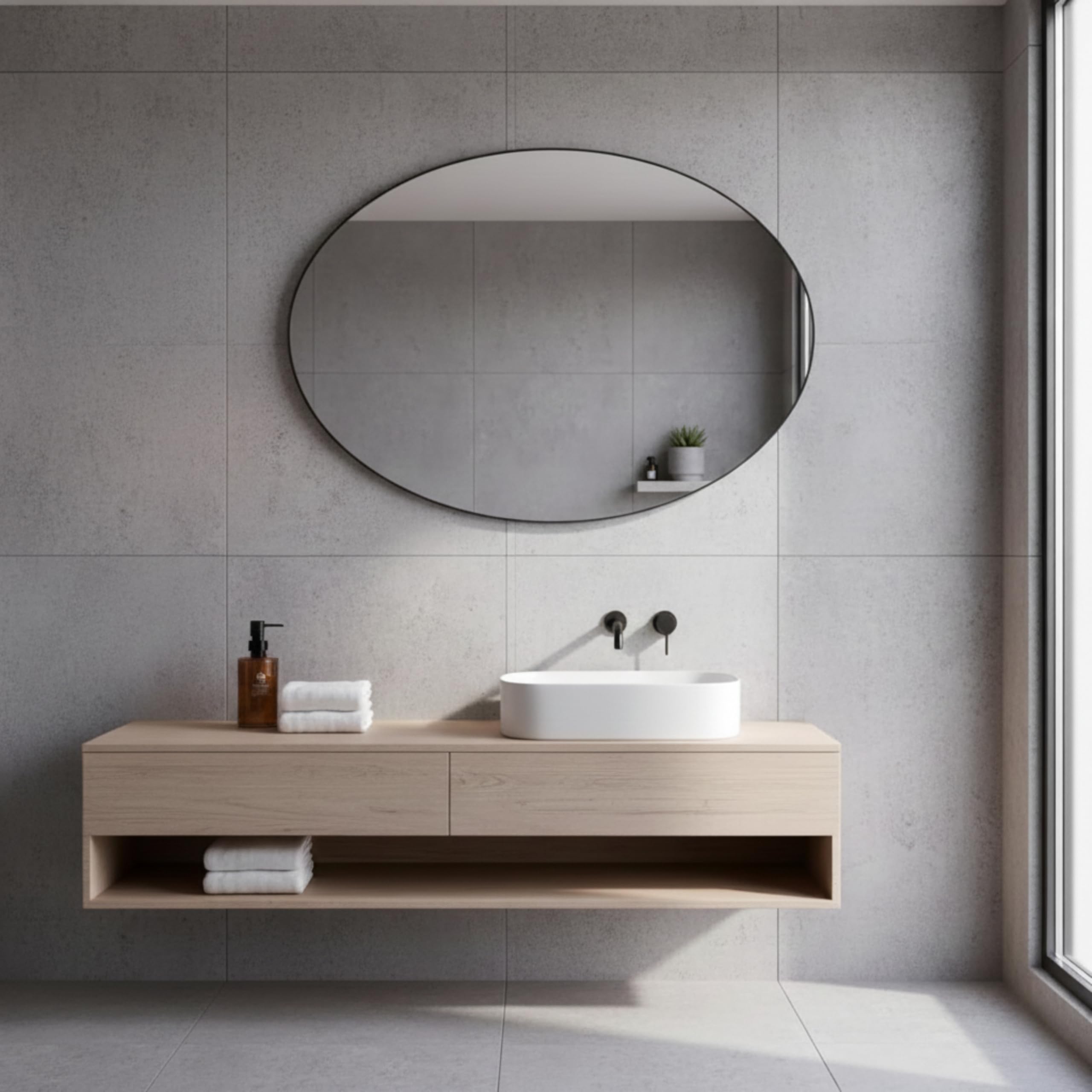 STYLE GLASS MOSES 80x60cm - Specchio con Striscia LED 4000K - Specchio bagno Ovale MOSES - Specchio da parete - Specchio con led - Specchiera Bagno Made in Italy Bordo Filo Lucido Moderno