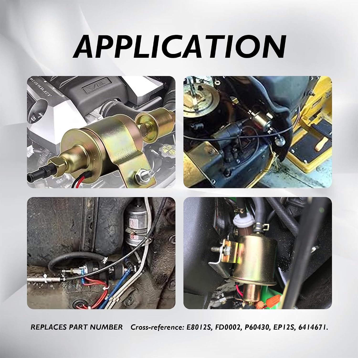 Universal Micro Electric Fuel Pump Inline Low Pressure Pump 12V 5-9 PSI 30 GPH 5/16 Inch for All 12 Volt Cars, Trucks, Boats, Generators Carburetor Engine E8012S, FD0002, P60430, EP12S, 6414671
