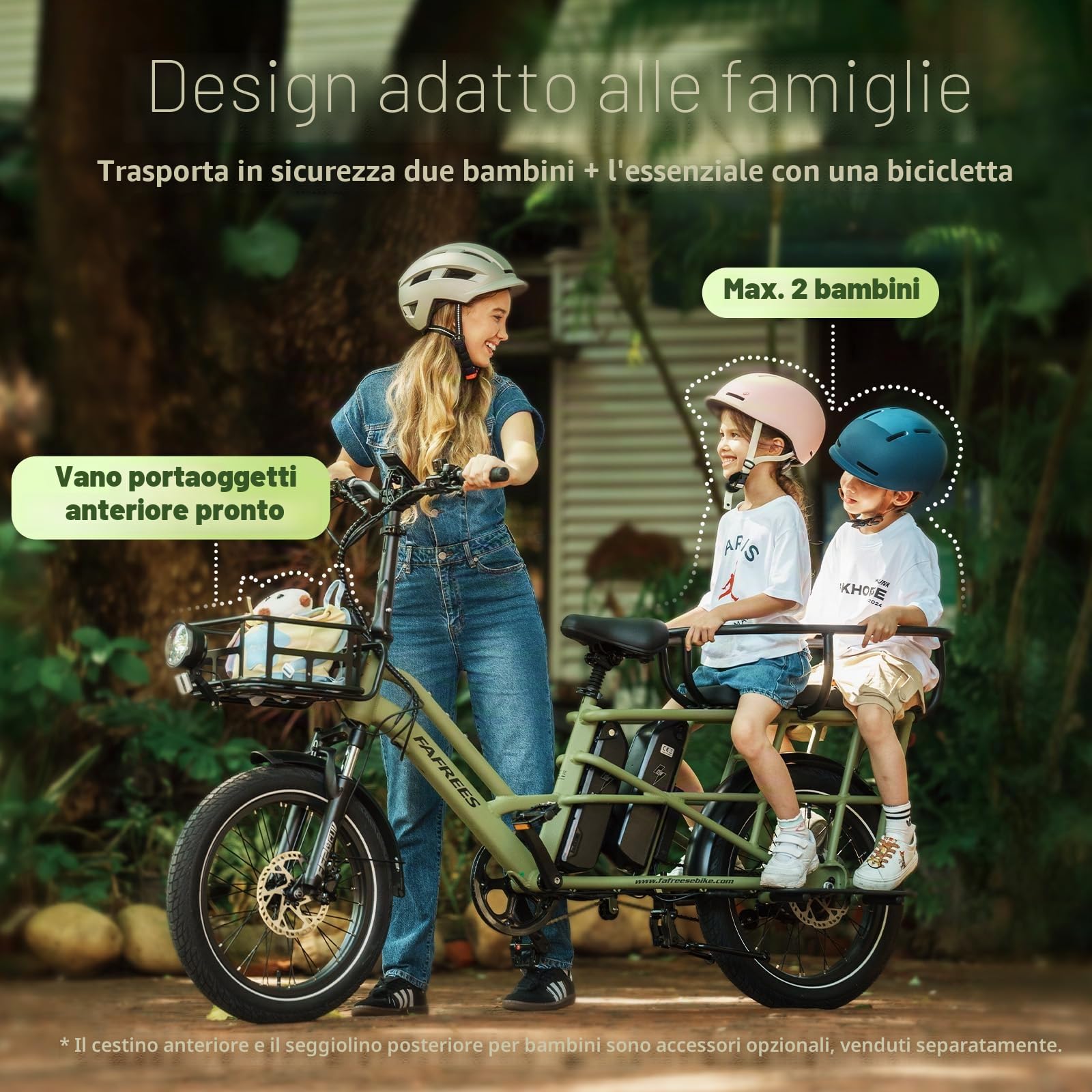 Fafrees Bicicletta elettrica per famiglia FF20 CUV 20 pollici [ufficiale] da donna e da uomo, 25 km/h, pedelec, 12 Ah / 576 Wh*2, batteria 200 kg 75 N.m, freni idraulici E-Cargo, Fatbike per adulti
