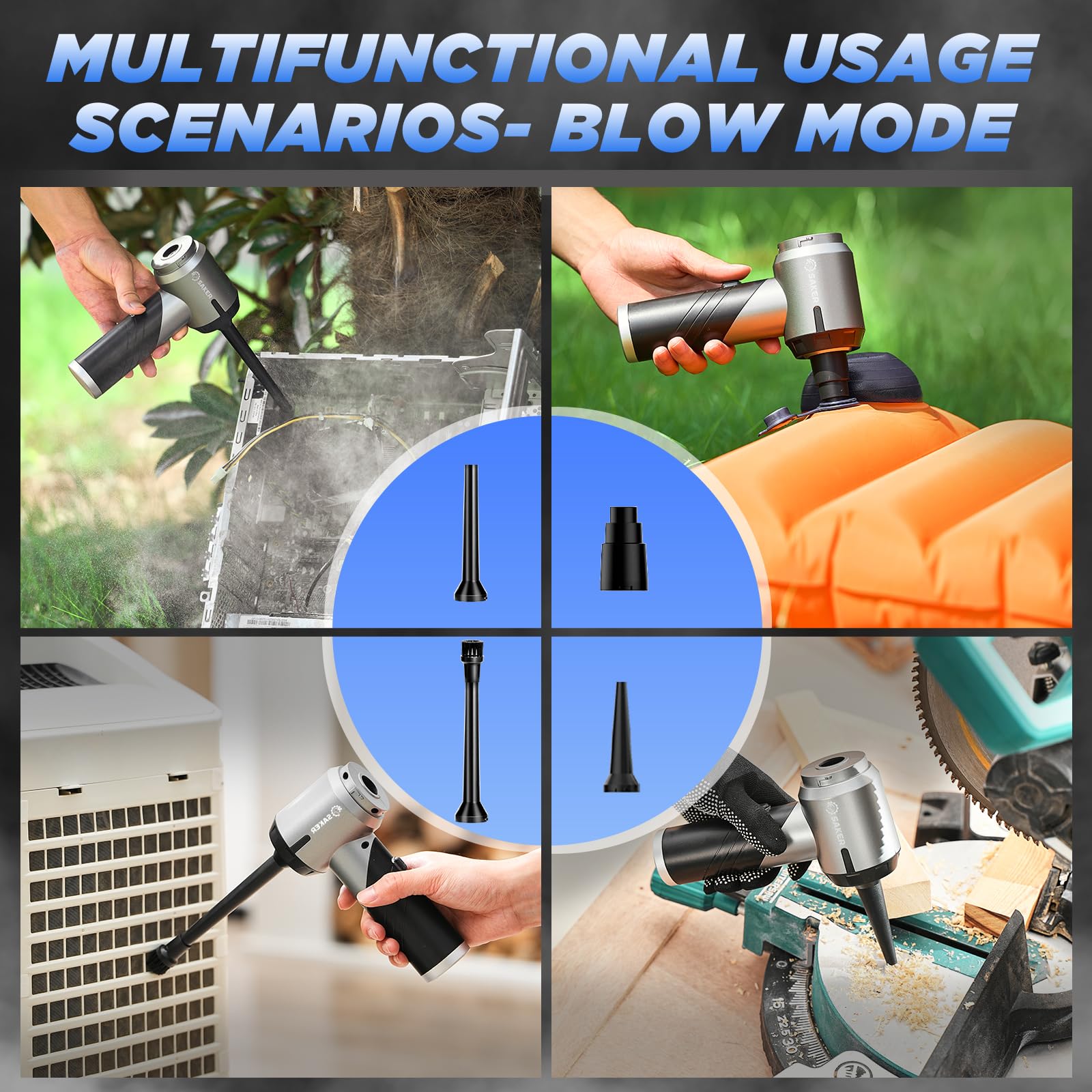 Saker Handheld Car Vacuum Portable Cordless17000PA Mini Vacuums Rechargeable Foldable Vacuum Cleaner with Brushless Motor for Home Office — view 5