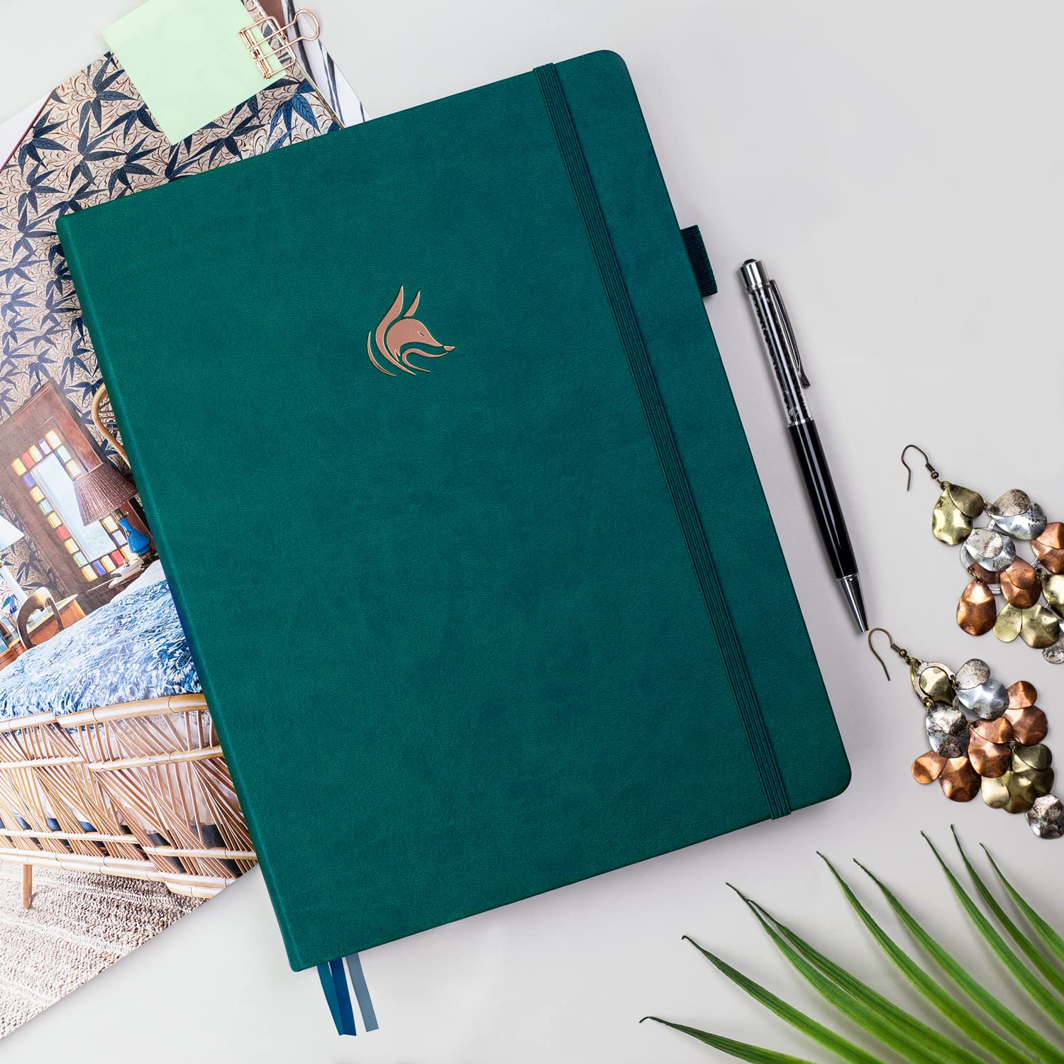 Clever Fox Planner Pro Premium - Lujoso planificador semanal y mensual con organizador de presupuesto para productividad y objetivos, sin fecha, A4 (verde azulado)