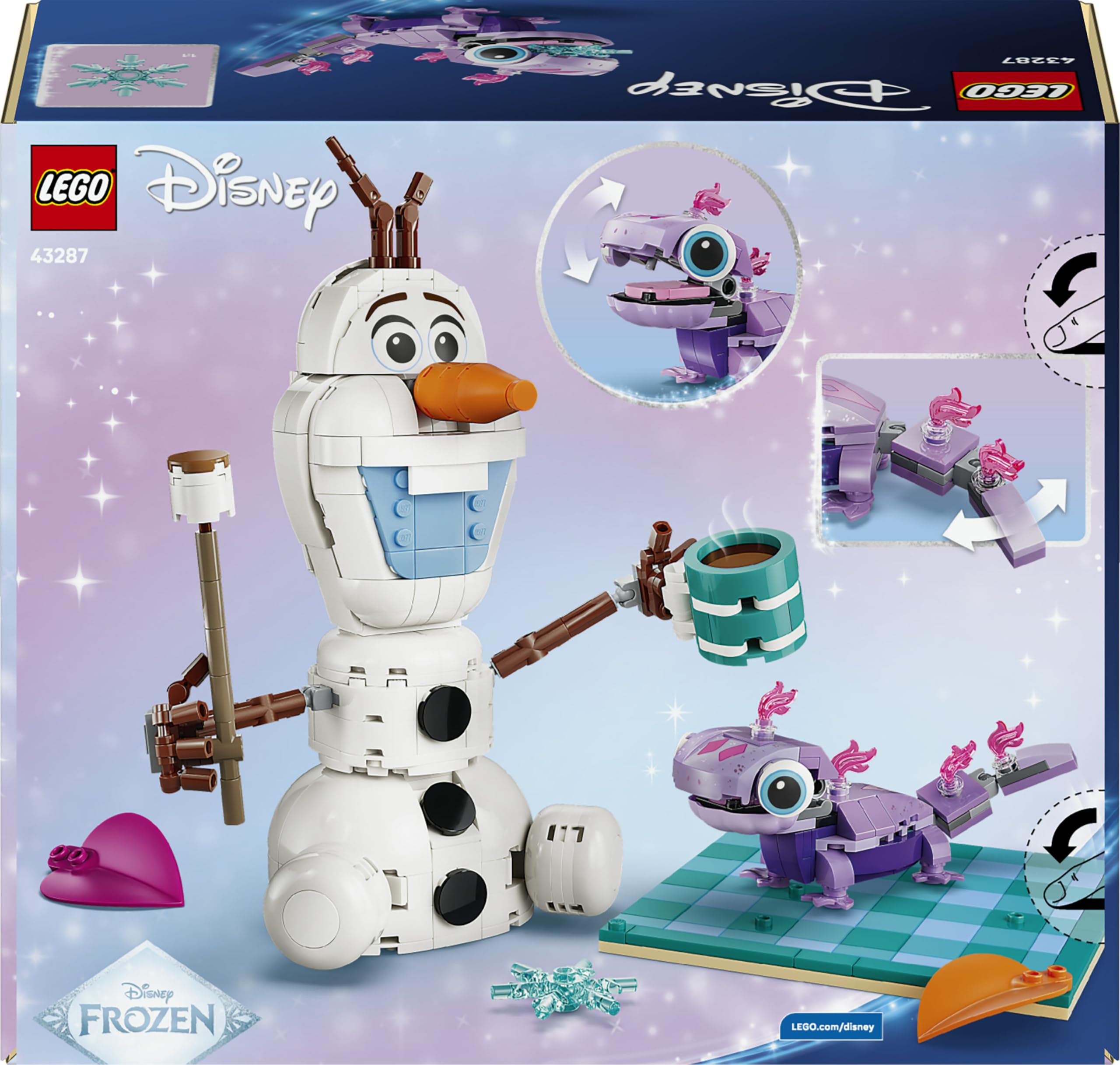 LEGO | Disney Frozen Divertido Pícnic de Olaf y Bruni de Juguete - Figura de Muñeco de Nieve con Mantel y Accesorios de Pícnic - Decoración del Dormitorio - Regalo para Niñas de 7+ Años y Fans - 43287
