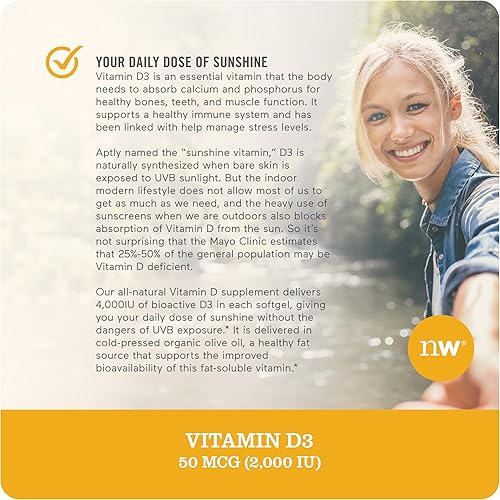 Miniatura 6 de NatureWise Vitamina D3 2000iu (50 mcg) Función muscular saludable y apoyo inmunológico, sin OMG, sin gluten en aceite de oliva prensado en frío, el