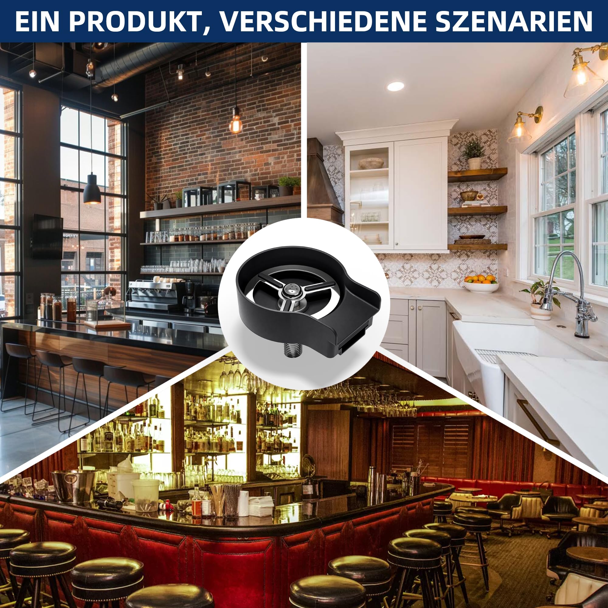 ZHIBAI Gläserspüler,FlaschenspüLer,Glasspüler für Spülbecken,Edelstahl Glasspüler für Spülbecken,glass spüllen für küchenspüle,Bar Gläserdusche, spülbecken-glasspüler,flaschenreiniger,silber