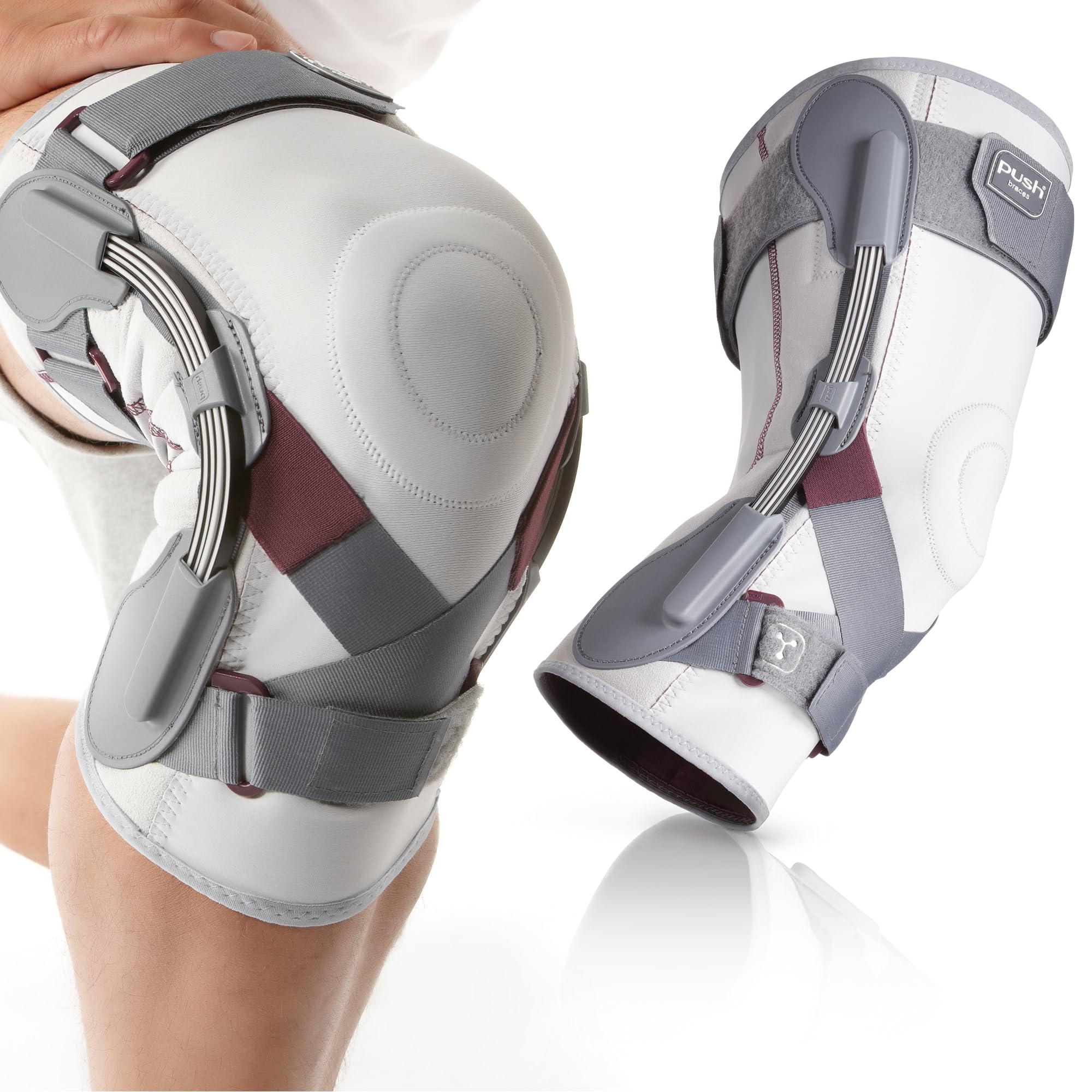 Push Rodillera Med para Dolor de Rodilla, Soporte Ajustable con bisagras, Fuerte Estabilidad para aliviar el Dolor en Las articulaciones, Artritis, desgarro de menisco, MCL, Talla 3