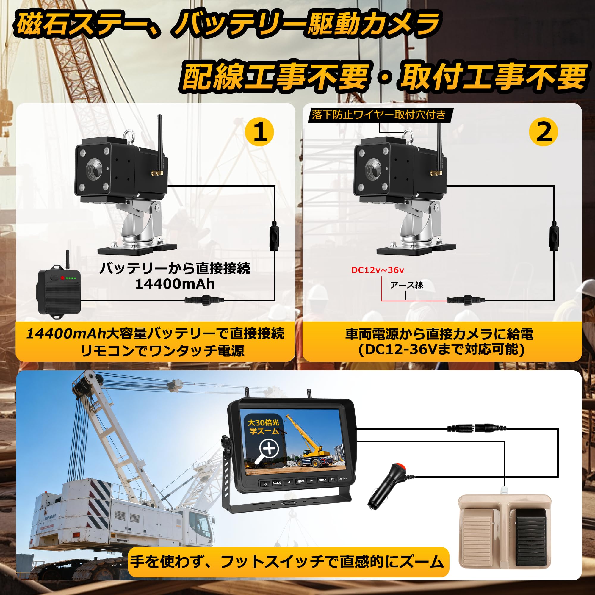 ブームカメラ　モニターのみ Amazon.co.jp: 【30倍光学ズーム】クレーンブーム無線カメラセット