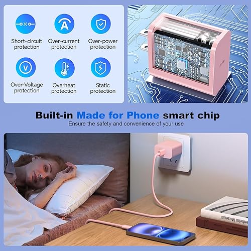 Miniatura 4 de Compatible con cargador rápido iPhone 14, paquete de 3 bloques de cargador USB C PD de 20 W, cable USB C a Liightning de 6 pies compatible con