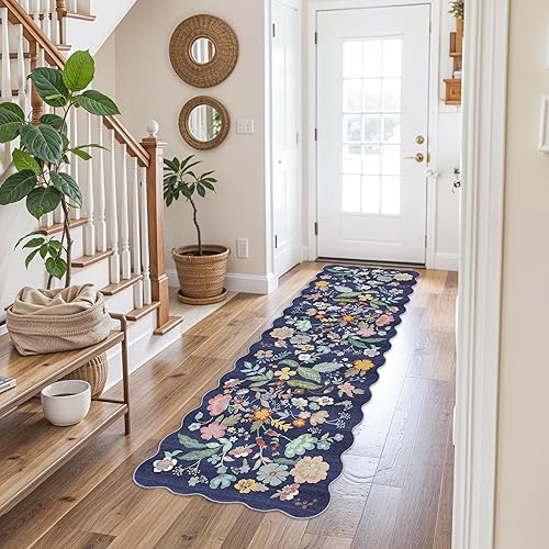 Miniatura 425 de Alfombra lavable para pasillo y de cocina, alfombra de entrada, vintage, suave para el suelo, alfombra antideslizante para interiores, para baño