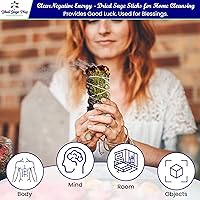 Vista 5 de Kit de manchas de salvia para la limpieza de energía negativa, hogar y creación de la energía de la felicidad, palitos de salvia con romero